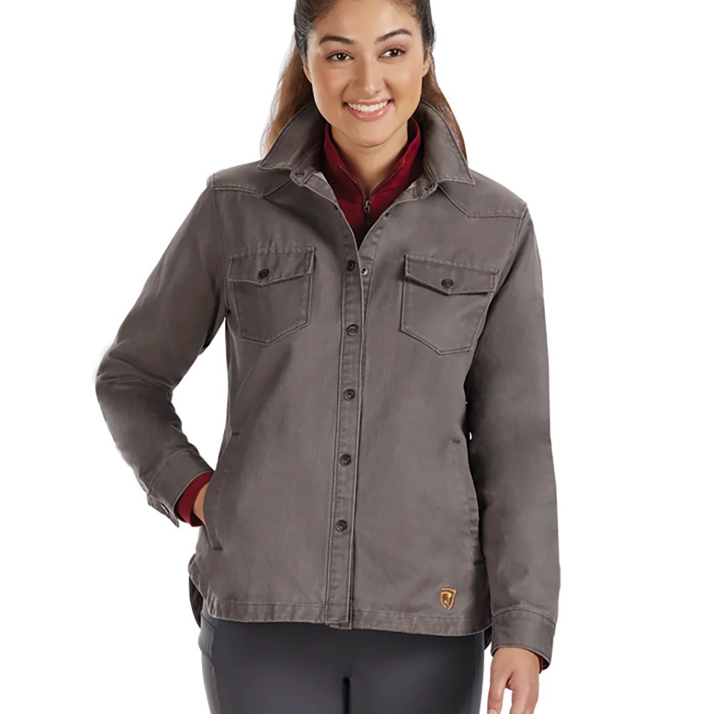 NWT Noble Equestrian Dark Gray Shacket Button Down Shirt Water & Wind Resistant